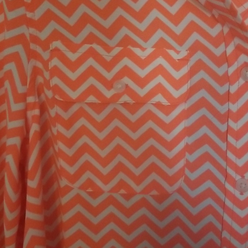 American Eagle Orange Chevron Pattern Blouse Sz M - image 2